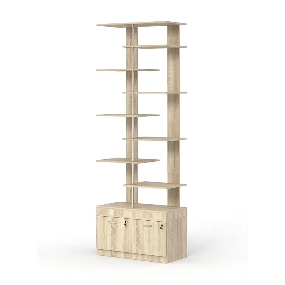 Фото 3 Стеллаж Куб №6 с тумбой Т-20 90x255x45 см ЛДСП цвет дуб сонома