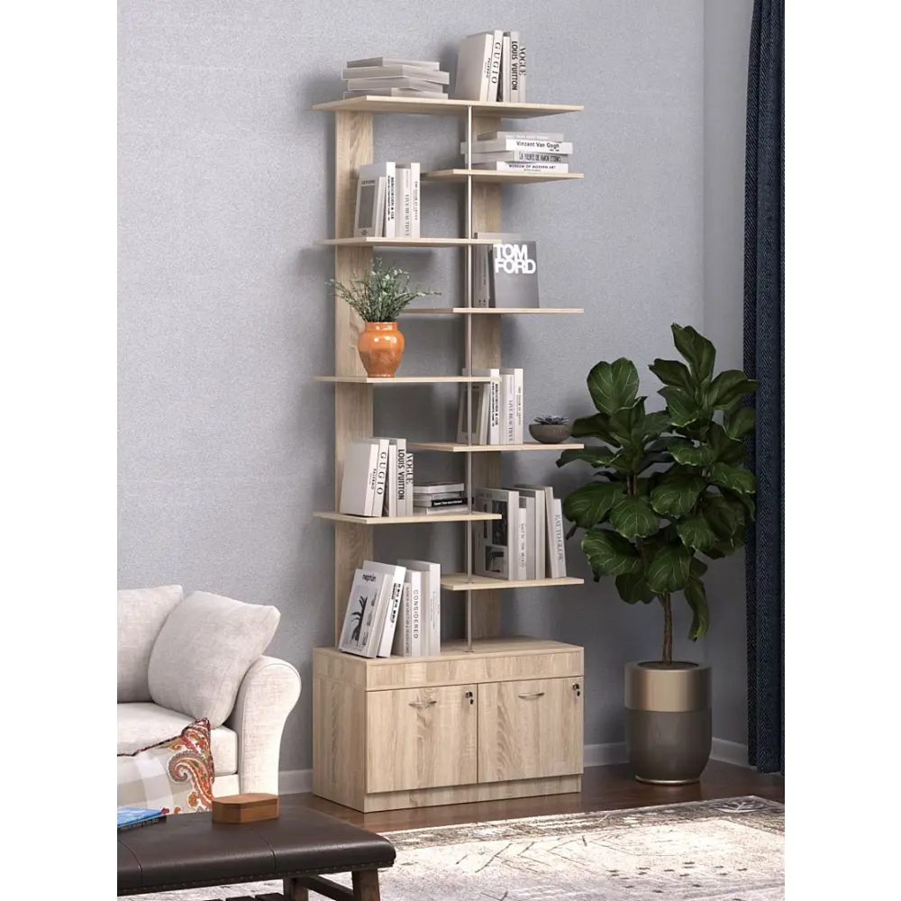 Фото 4 Стеллаж Куб №6 с тумбой Т-20 90x255x45 см ЛДСП цвет дуб сонома