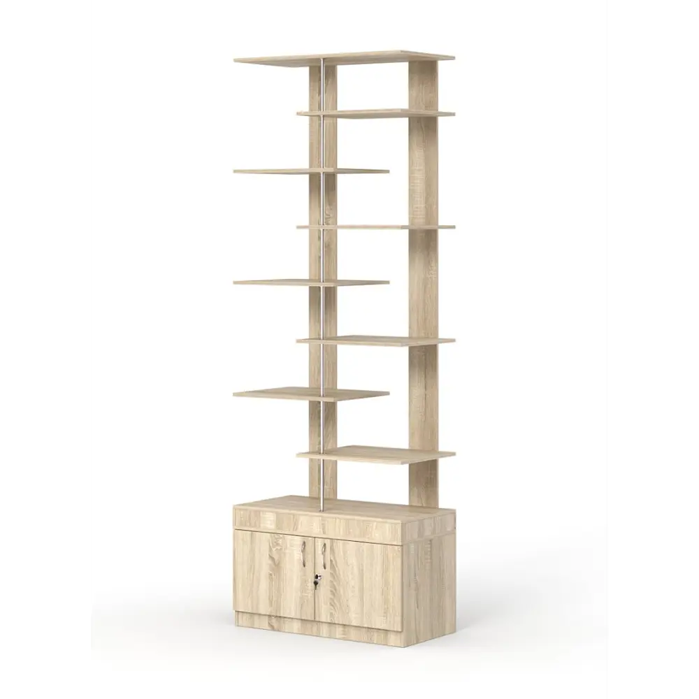 Фото 3 Стеллаж Куб №6 с тумбой Т-25 90x255x45 см ЛДСП цвет дуб сонома Фото 3 Стеллаж Куб №6 с тумбой Т-25 90x255x45 см ЛДСП цвет дуб сонома