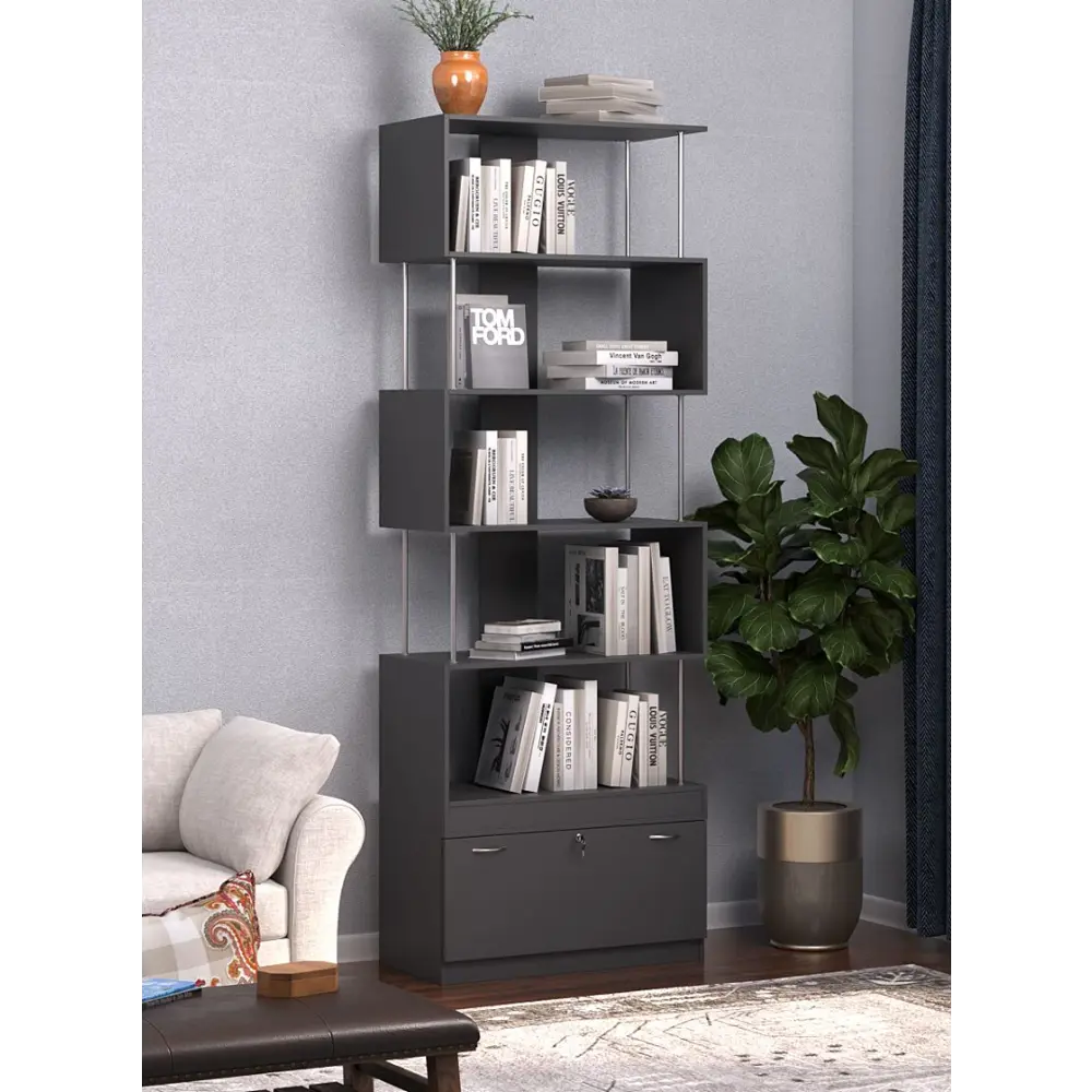 Фото 2 Стеллаж Куб №7 с тумбой Т-16 90x255x45 см ЛДСП цвет черный Фото 2 Стеллаж Куб №7 с тумбой Т-16 90x255x45 см ЛДСП цвет черный