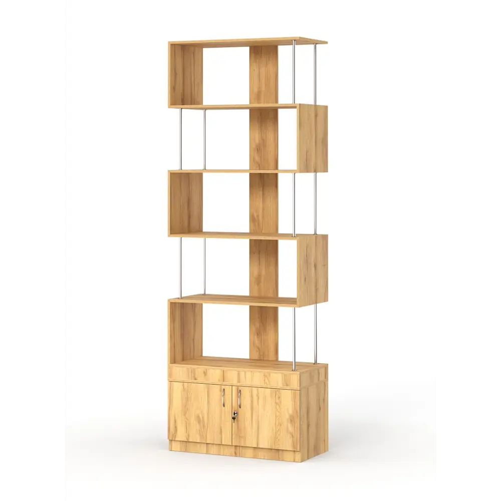 Фото Стеллаж Куб №7 с тумбой Т-25 90x255x45 см ЛДСП цвет дуб золотистый