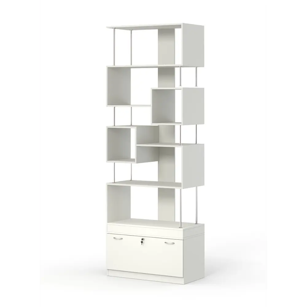 Фото Стеллаж Куб №8 с тумбой Т-16 90x255x45 см ЛДСП цвет белый