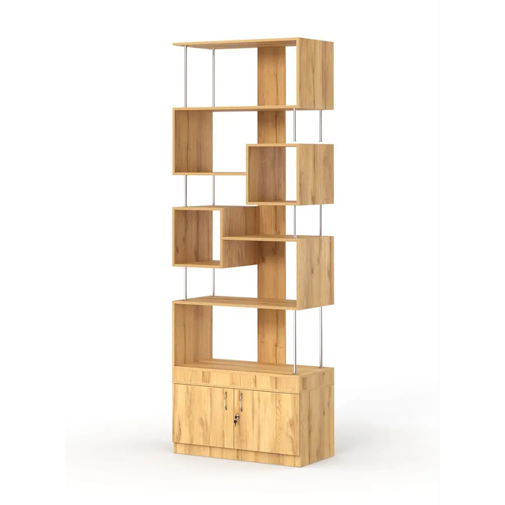 Фото Стеллаж Куб №8 с тумбой Т-25 90x255x45 см ЛДСП цвет дуб золотистый