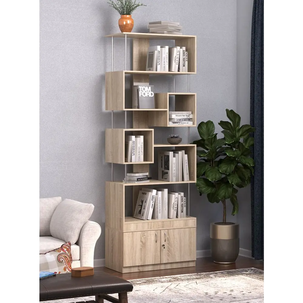 Фото 4 Стеллаж Куб №8 с тумбой Т-25 90x255x45 см ЛДСП цвет дуб сонома