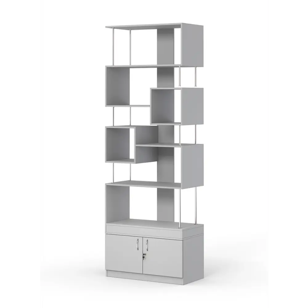 Фото Стеллаж Куб №8 с тумбой Т-25 90x255x45 см ЛДСП цвет серый
