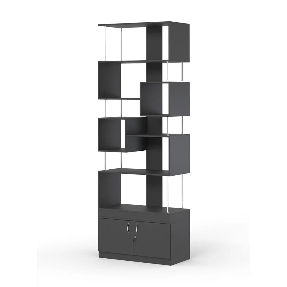 Фото Стеллаж Куб №8 с тумбой Т-25 90x255x45 см ЛДСП цвет черный Фото Стеллаж Куб №8 с тумбой Т-25 90x255x45 см ЛДСП цвет черный