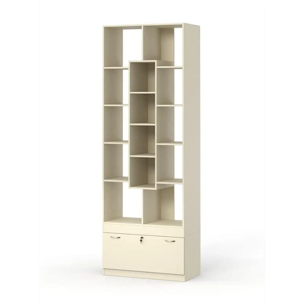 Фото Стеллаж Куб №9 с тумбой Т-16 90x255x45 см ЛДСП цвет крем вайс