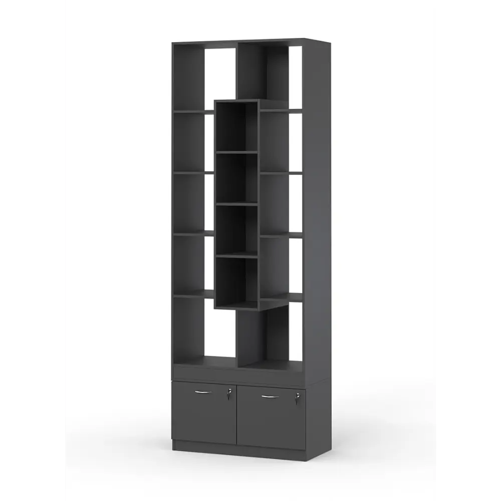 Фото Стеллаж Куб №9 с тумбой Т-20 90x255x45 см ЛДСП цвет черный Фото Стеллаж Куб №9 с тумбой Т-20 90x255x45 см ЛДСП цвет черный