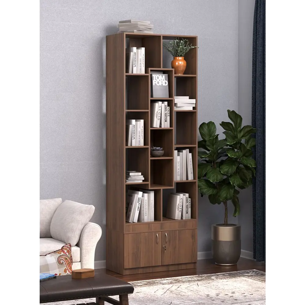 Фото 2 Стеллаж Куб №9 с тумбой Т-25 90x255x45 см ЛДСП цвет орех