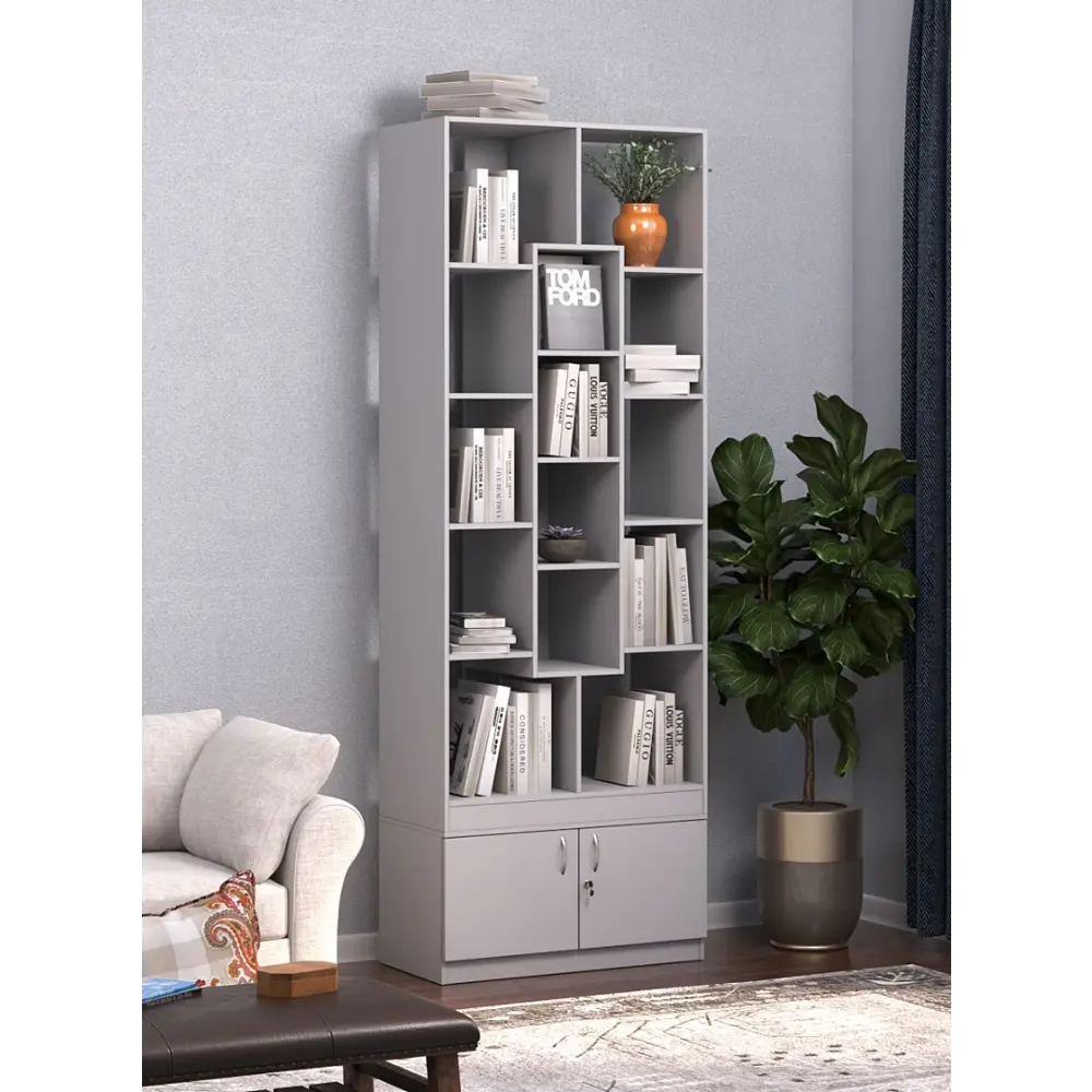 Фото 2 Стеллаж Куб №9 с тумбой Т-25 90x255x45 см ЛДСП цвет серый Фото 2 Стеллаж Куб №9 с тумбой Т-25 90x255x45 см ЛДСП цвет серый