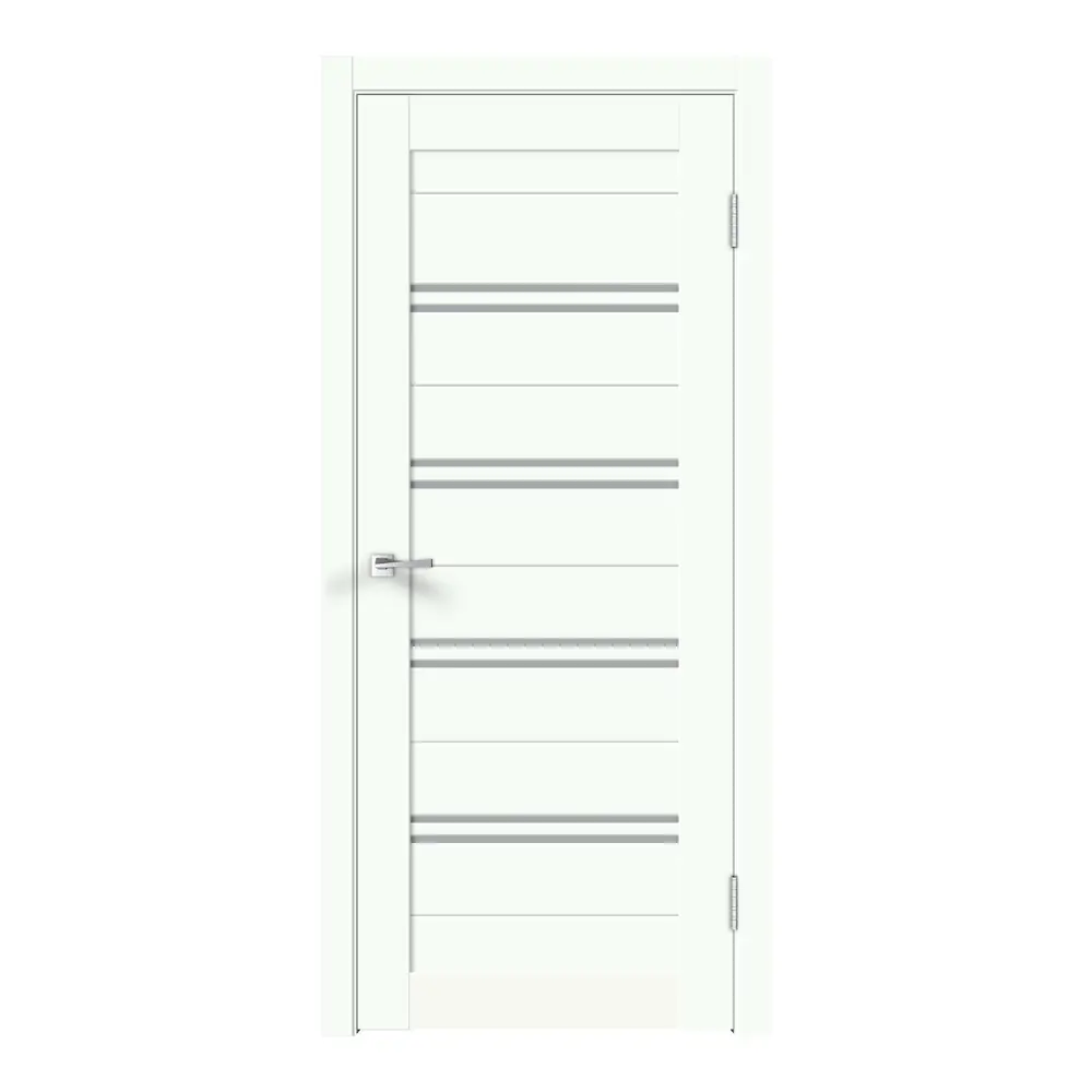 Фото 3 Комплект межкомнатной двери Velldoris Xline 4 остеклённая 200x90см ПЭТ (полиэтилентерефталат) цвет белый опал с коробом и наличниками