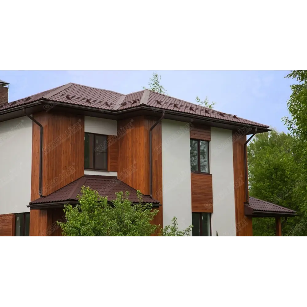 Фото 4 Труба круглая соединительная Grand line 125 x 90мм оцинкованная сталь RR 32 коричневый