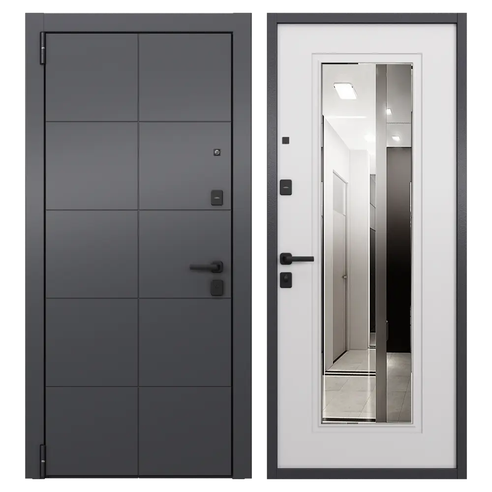 Фото Дверь входная металлическая Гибсон 86x205 см левая скай беленый с зеркалом