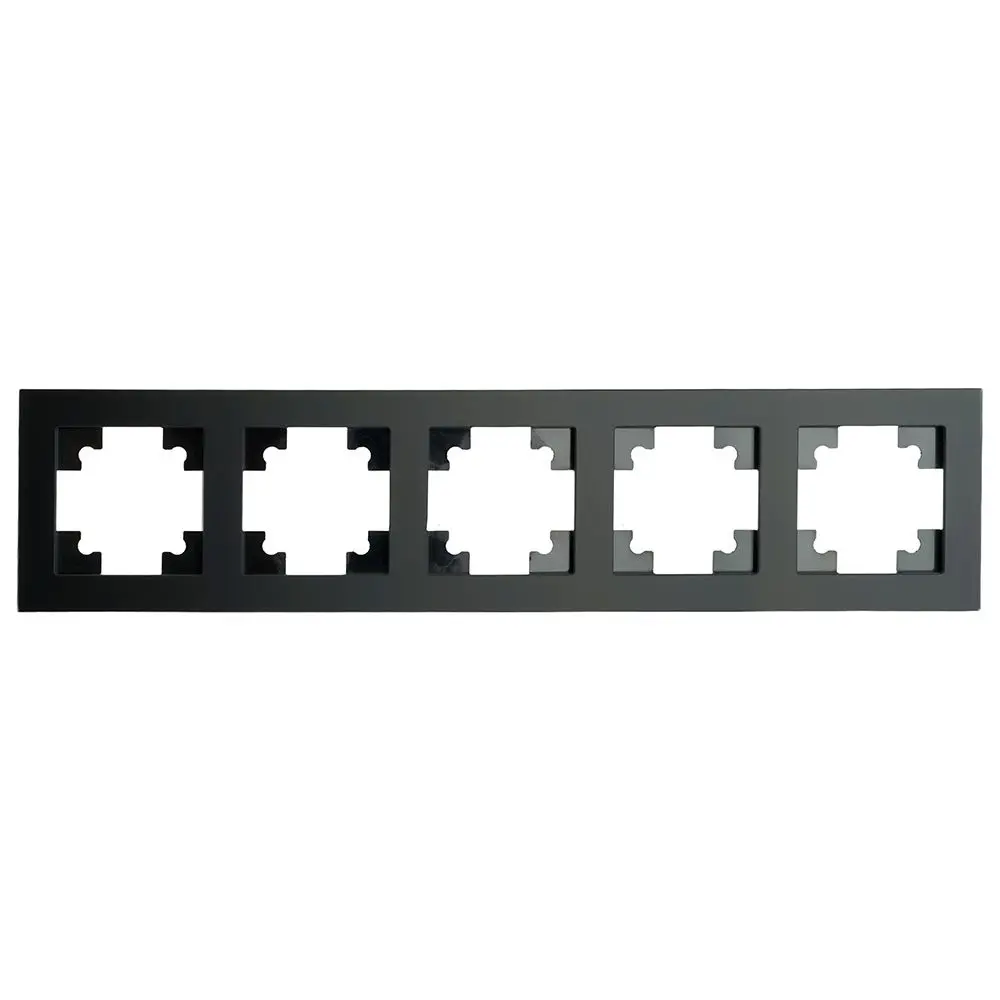 Фото Рамка для розеток и выключателей Stekker Катрин Катрин 5 постов цвет черный матовый 49604