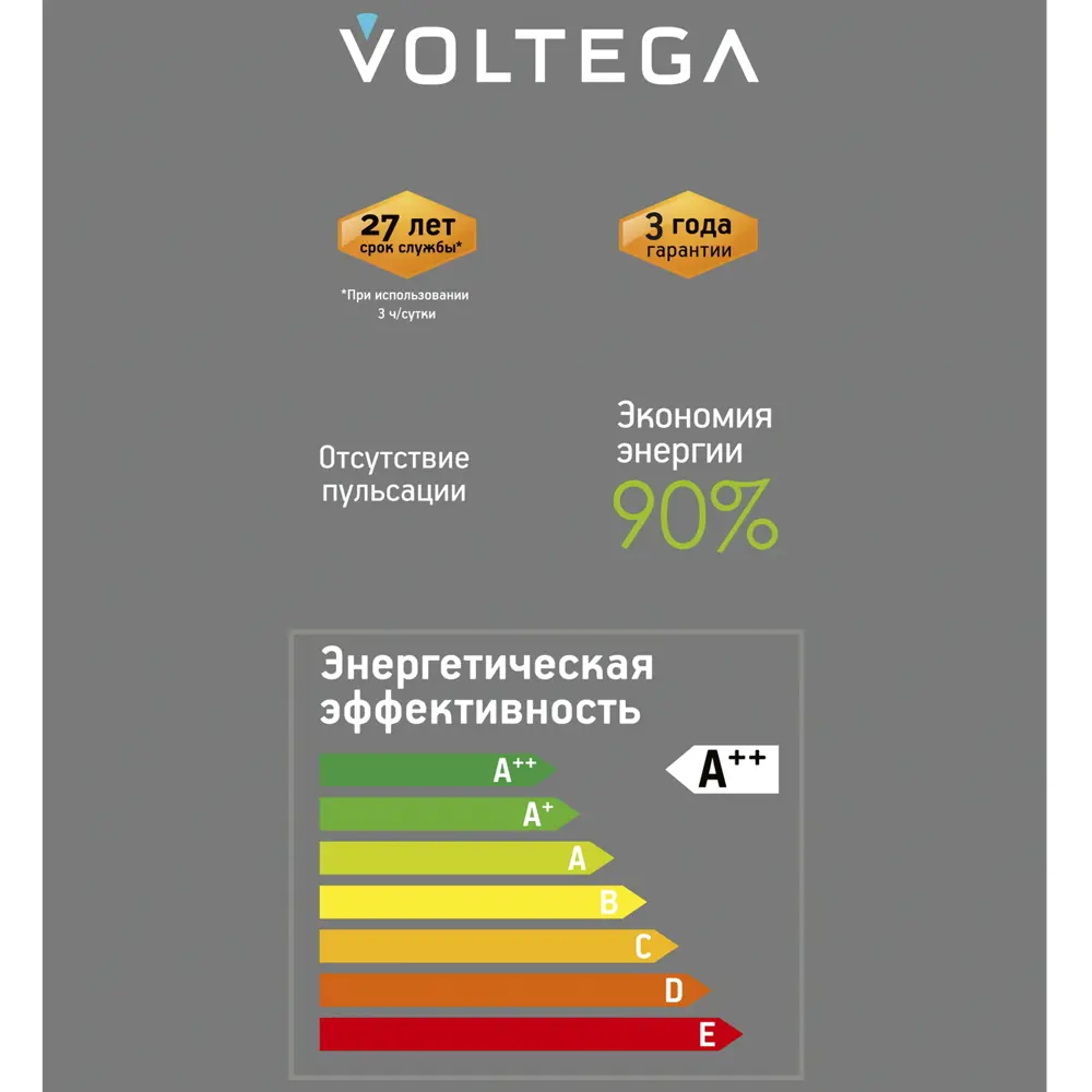 Фото 8 Лампочка светодиодная Voltega 8567 E27 220-240 В 4 Вт груша 130 Лм теплый белый свет
