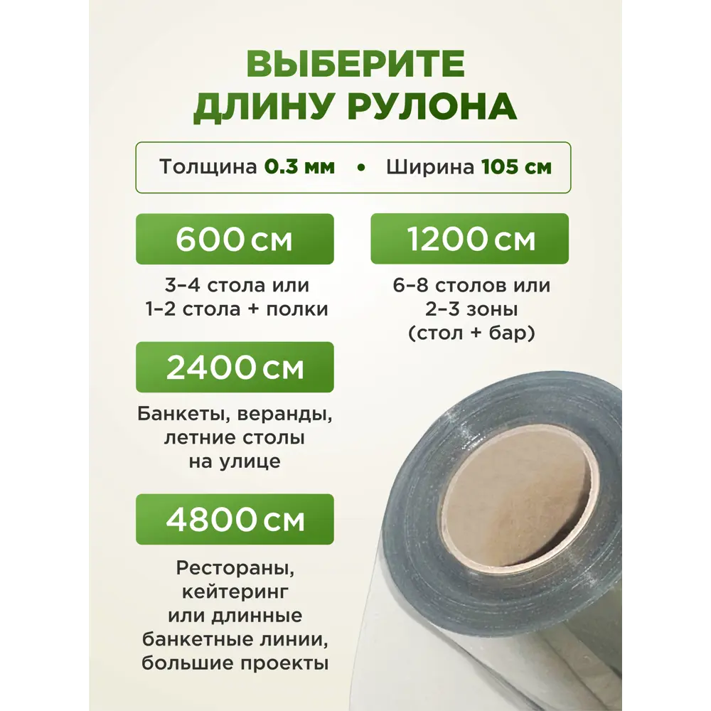 Фото 5 Скатерть гибкое стекло прямоугольная 105x1200см 0,3 мм прозрачная