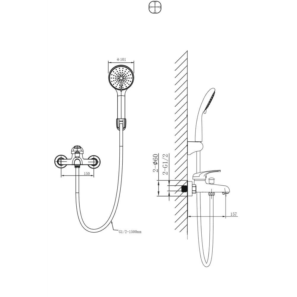 Фото 2 Смеситель для ванны BRAVAT F6538671CP-B-SW однорычажный цвет хром Фото 2 Смеситель для ванны BRAVAT F6538671CP-B-SW однорычажный цвет хром