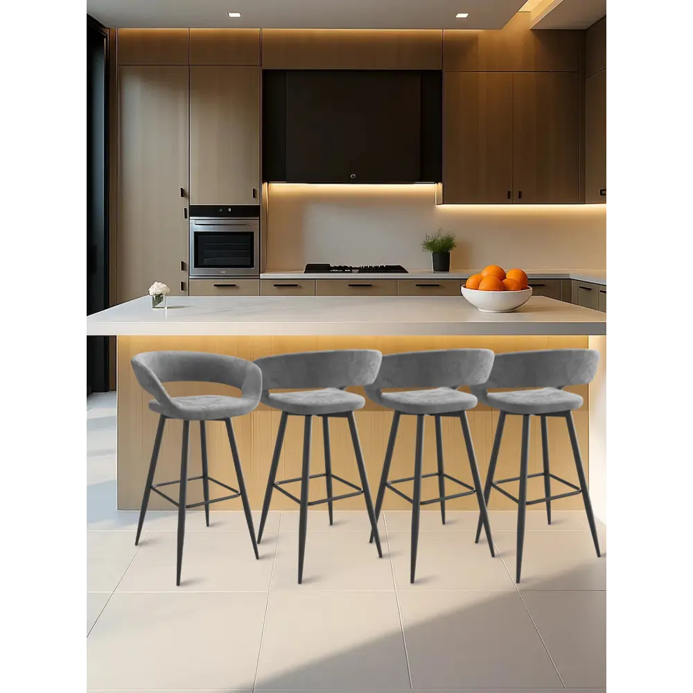 Фото 9 Стул полубарный Mamadoma Стул барный 101954 55x86 см цвет черный/grey lux b22 ткань велюр lux