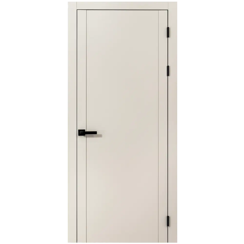 Фото Дверь межкомнатная глухая Рица 90x220 см ПЭТ цвет мускат с замком и петлями