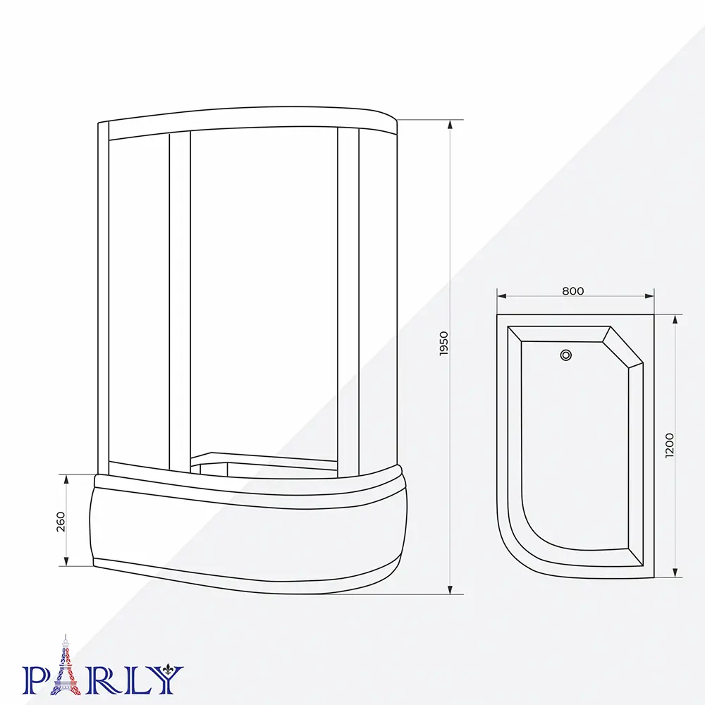 Фото 7 Душевой уголок с поддоном Parly ZFM1201B L 120x80x195 поддон 26см профиль черный стекло матовое Фото 7 Душевой уголок с поддоном Parly ZFM1201B L 120x80x195 поддон 26см профиль черный стекло матовое