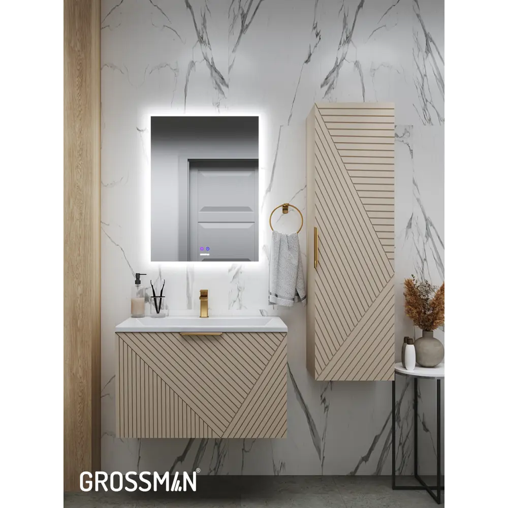 Фото 7 Тумба с раковиной для ванной Grossman Блисс 70 см подвесная бежевая Фото 7 Тумба с раковиной для ванной Grossman Блисс 70 см подвесная бежевая