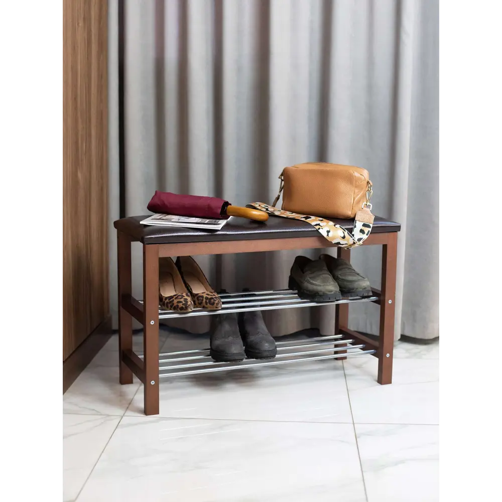 Фото Банкетка Sheffilton 76x49x31 см цвет темный орех/коричневый Фото Банкетка Sheffilton 76x49x31 см цвет темный орех/коричневый