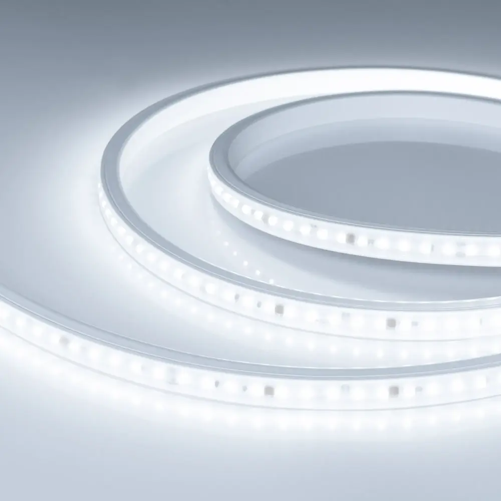 Фото Светодиодная лента Arlight 054689 84 диод/м 14 Вт/м 220 В IP65 10 м холодный белый свет Фото Светодиодная лента Arlight 054689 84 диод/м 14 Вт/м 220 В IP65 10 м холодный белый свет