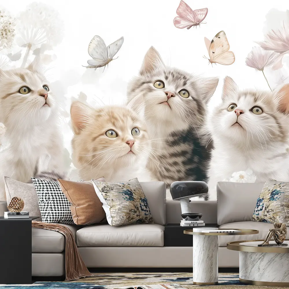 Фото 3 Фотообои флизелиновые Postermarket Котята и бабочки 400x270 см Фото 3 Фотообои флизелиновые Postermarket Котята и бабочки 400x270 см