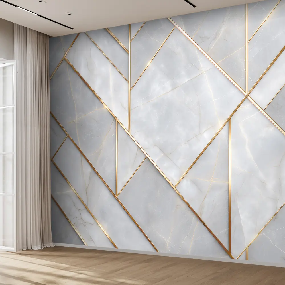 Фото Фотообои флизелиновые Postermarket Абстрактные линии с золотом 400x270 см