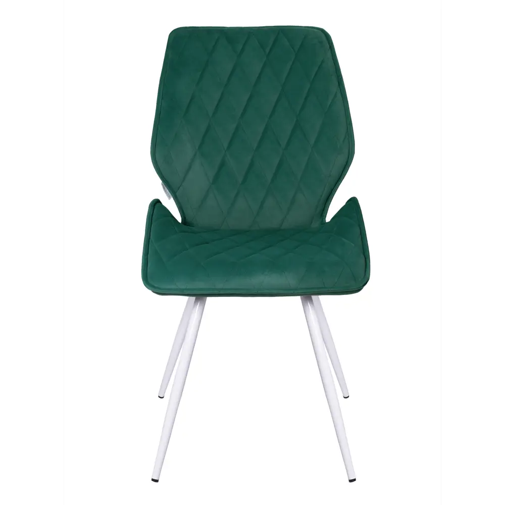 Фото 2 Стулья для кухни Ostin La alta 2 шт со спинкой мягкие обеденные изумруд ножки белые круглые