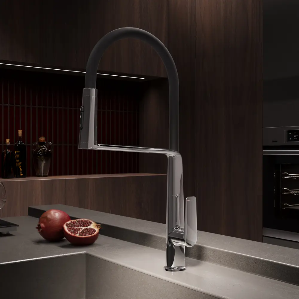 Фото Смеситель для кухни Vincea VKF-118CH гибкий излив 27.2 см цвет хром