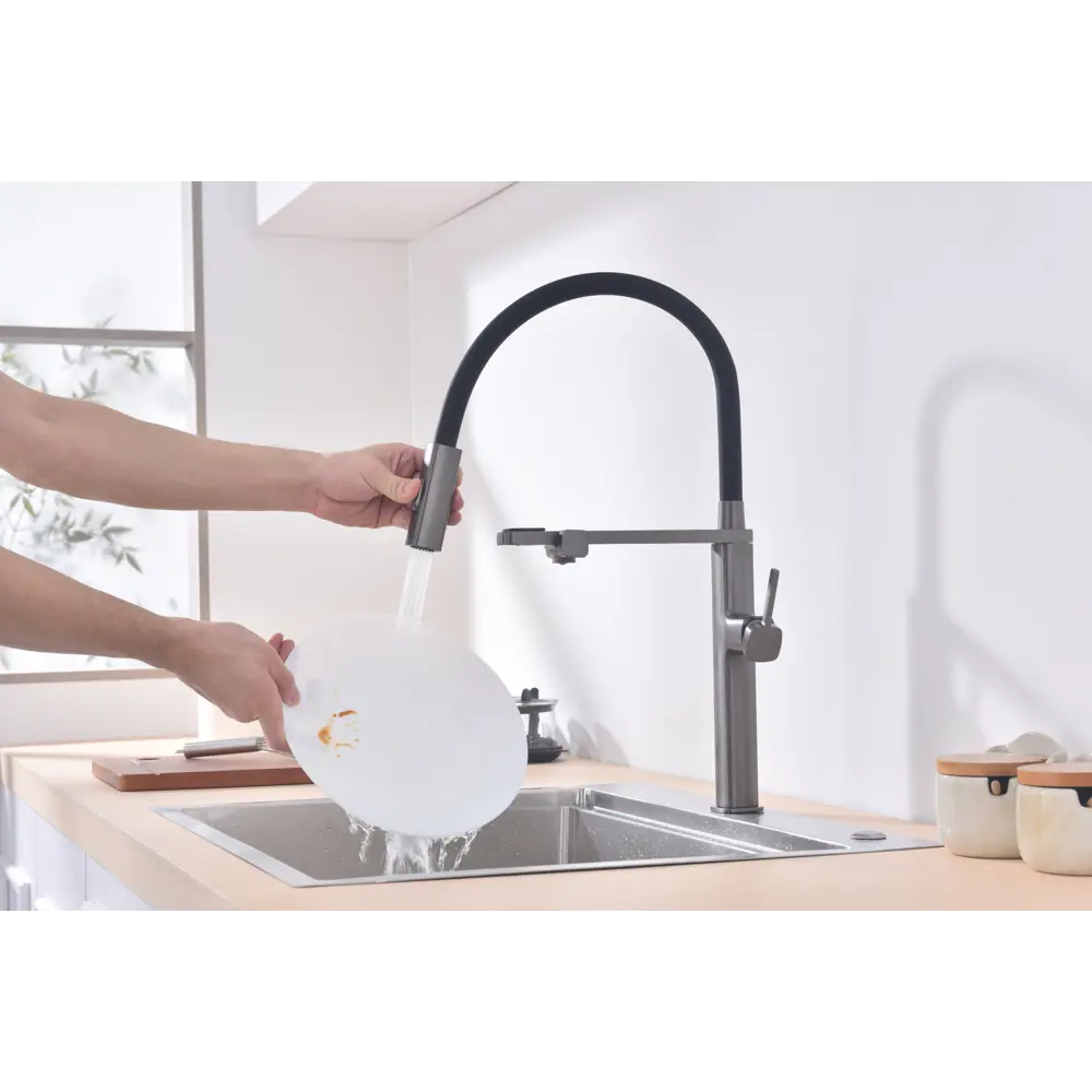 Фото 10 Смеситель для кухни Vincea VKF-119CH гибкий излив 26.3 см цвет хром