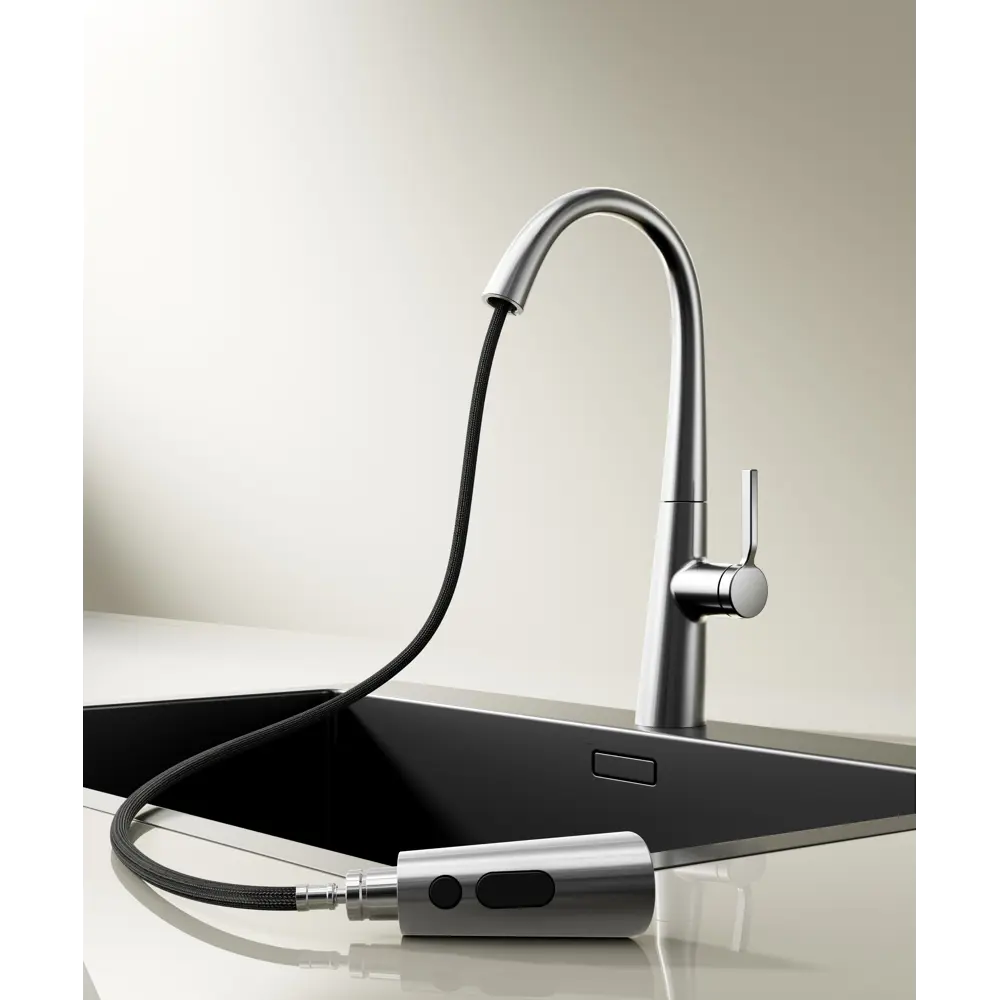 Фото 4 Смеситель для кухни Vincea VKF-176CH 24.3 см выдвижной излив цвет хром Фото 4 Смеситель для кухни Vincea VKF-176CH 24.3 см выдвижной излив цвет хром