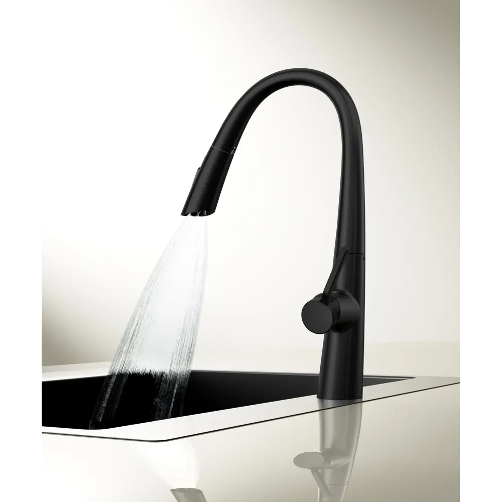 Фото 3 Смеситель для кухни Vincea VKF-176MB 24.3 см выдвижной излив цвет черный Фото 3 Смеситель для кухни Vincea VKF-176MB 24.3 см выдвижной излив цвет черный