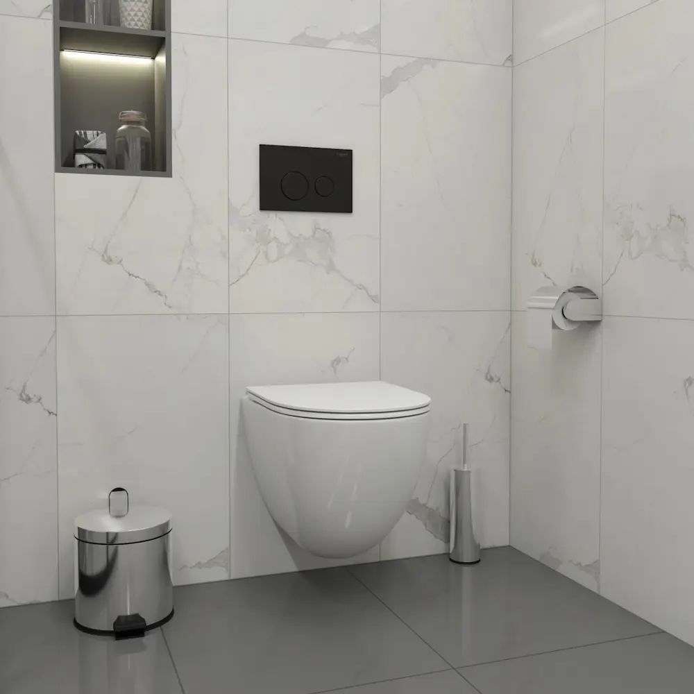 Фото 3 Инсталляция с унитазом комплект 5 в 1 Teymi F16261 унитаз подвесной безободковый Lina Vortex кнопка черная Фото 3 Инсталляция с унитазом комплект 5 в 1 Teymi F16261 унитаз подвесной безободковый Lina Vortex кнопка черная