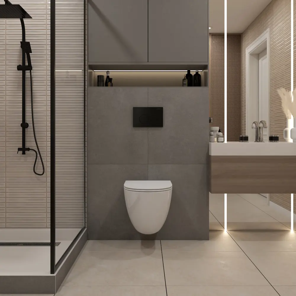 Фото 5 Инсталляция с унитазом комплект 5 в 1 Teymi F16283 унитаз подвесной безободковый Lina Vortex кнопка черная