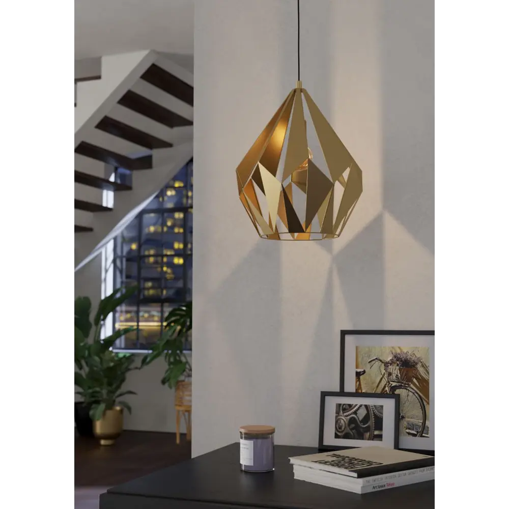 Фото 2 Светильник подвесной Eglo Carlton 43815 1 лампа 3 м² цвет золотой Фото 2 Светильник подвесной Eglo Carlton 43815 1 лампа 3 м² цвет золотой