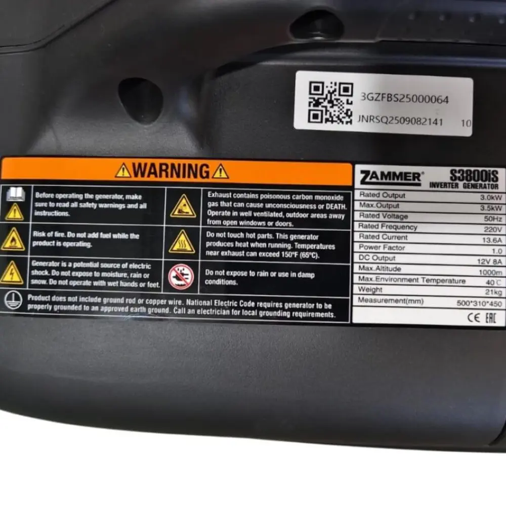 Фото 11 Генератор бензиновый Zammer S3800iS, 3.5 кВт Фото 11 Генератор бензиновый Zammer S3800iS, 3.5 кВт