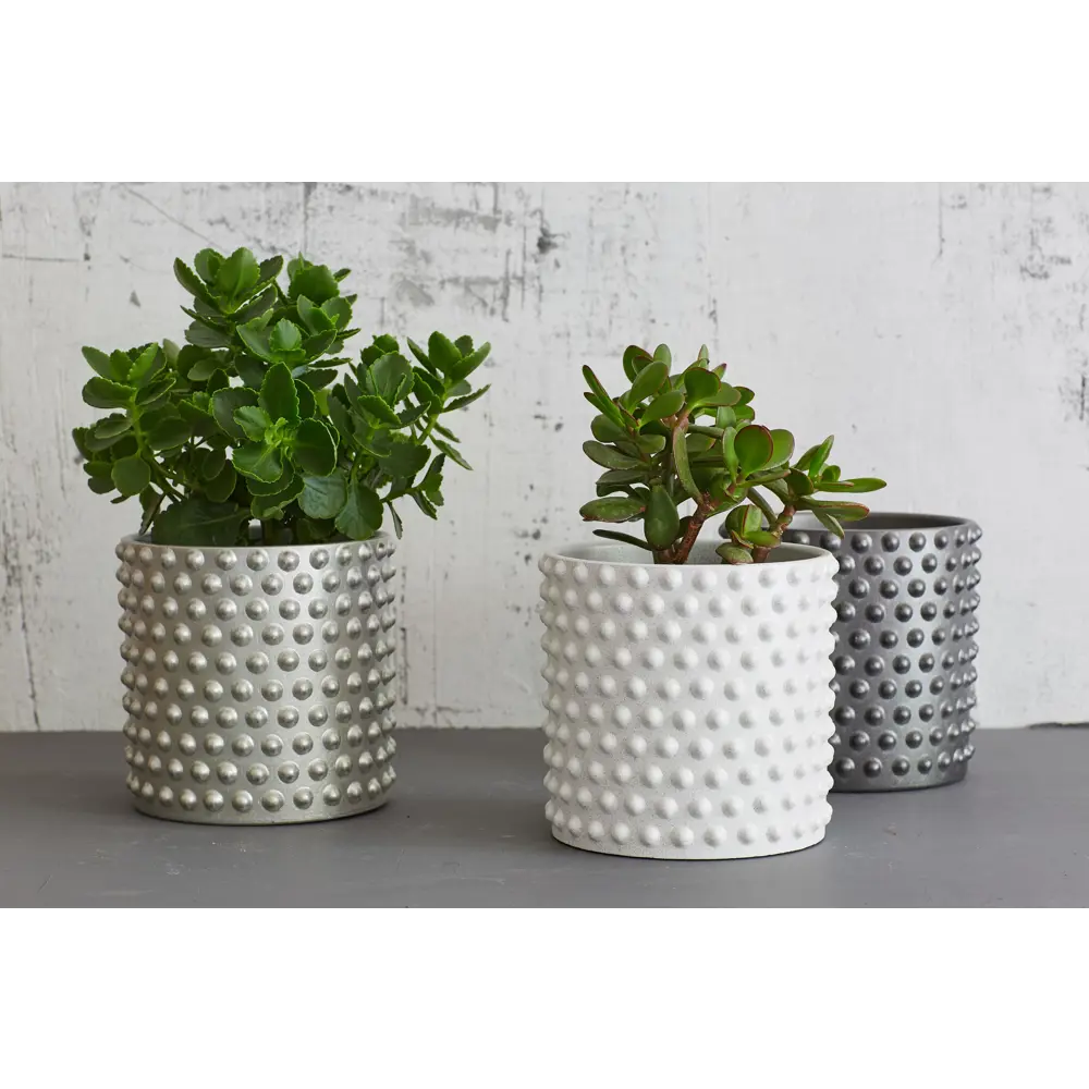 Фото 2 Кашпо Драже Композит d 15 см 14.9 см 1.82л бетон серый/серебристый