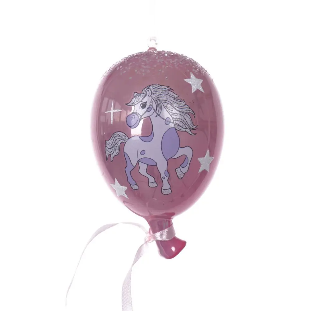 Фото Елочная игрушка Воздушный шарик с лошадкой 826582 11 см розовый