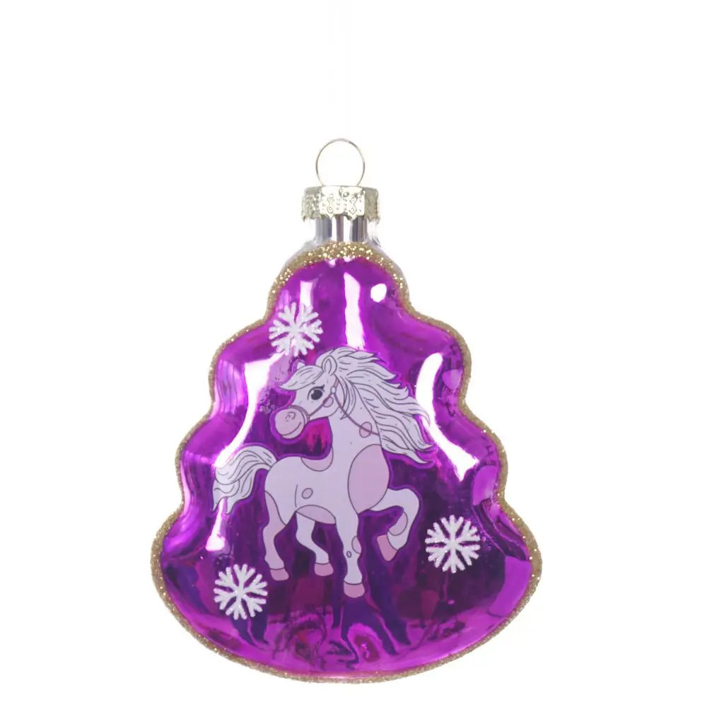 Фото Елочная игрушка Елочка с лошадкой 826589 11 см фиолетовый Фото Елочная игрушка Елочка с лошадкой 826589 11 см фиолетовый