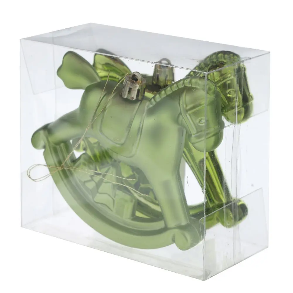 Фото 4 Елочная игрушка Лошадка 826181 10 см зеленый 2 шт