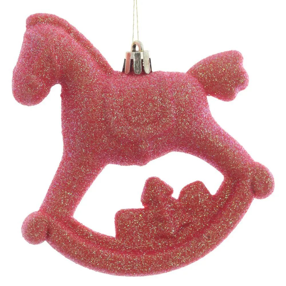 Фото 3 Елочная игрушка Лошадка 826185 10 см розовый 2 шт