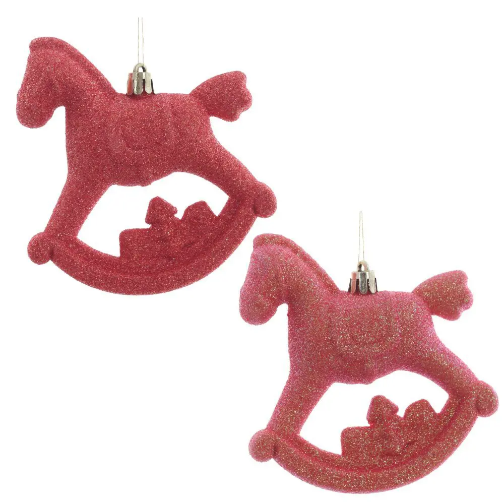 Фото Елочная игрушка Лошадка 826185 10 см розовый 2 шт