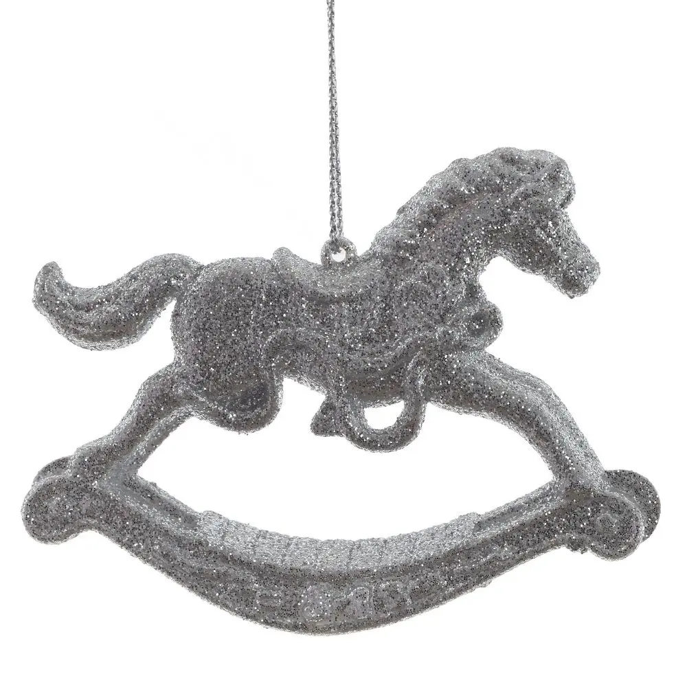 Фото Елочная игрушка Лошадка 822789 7 см серый/серебристый