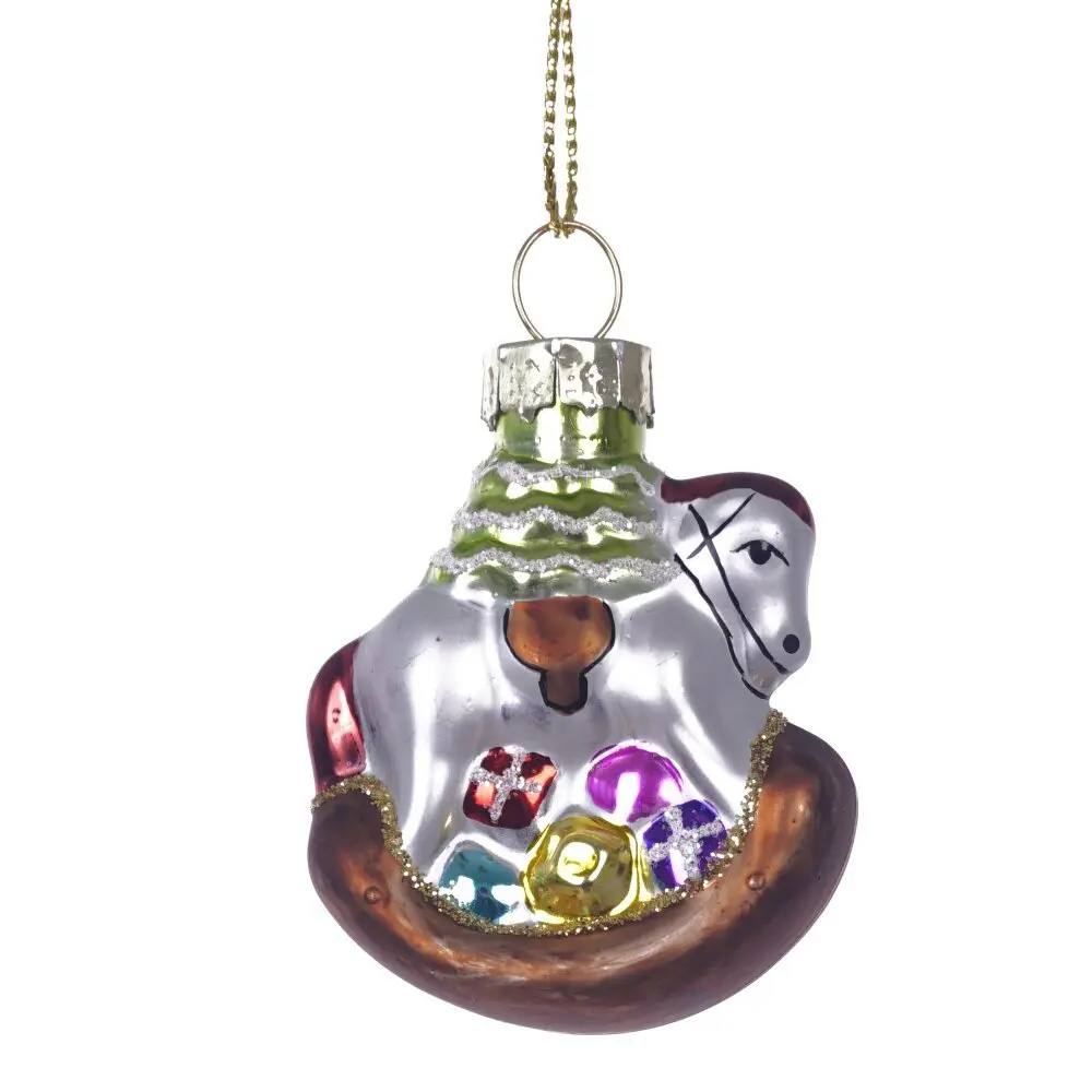 Фото Елочная игрушка Лошадка-качалка 826467 6 см серый/серебристый Фото Елочная игрушка Лошадка-качалка 826467 6 см серый/серебристый