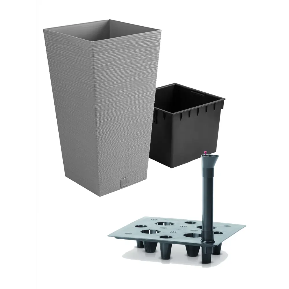 Фото Кашпо Furu square Prosperplast d 39.5 см 75.5 см 91.5 л пластик серый/серебристый