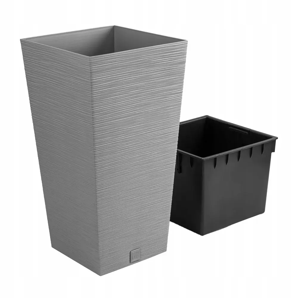 Фото 2 Кашпо Furu square Prosperplast d 39.5 см 75.5 см 91.5 л пластик серый/серебристый