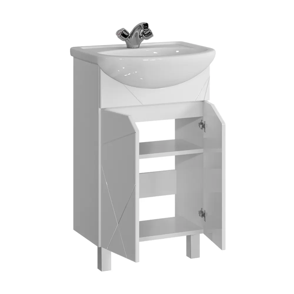 Фото 3 Тумба с раковиной RUVANN VIVAT 50 раковина Уют 50 в ванную напольная цвет белый