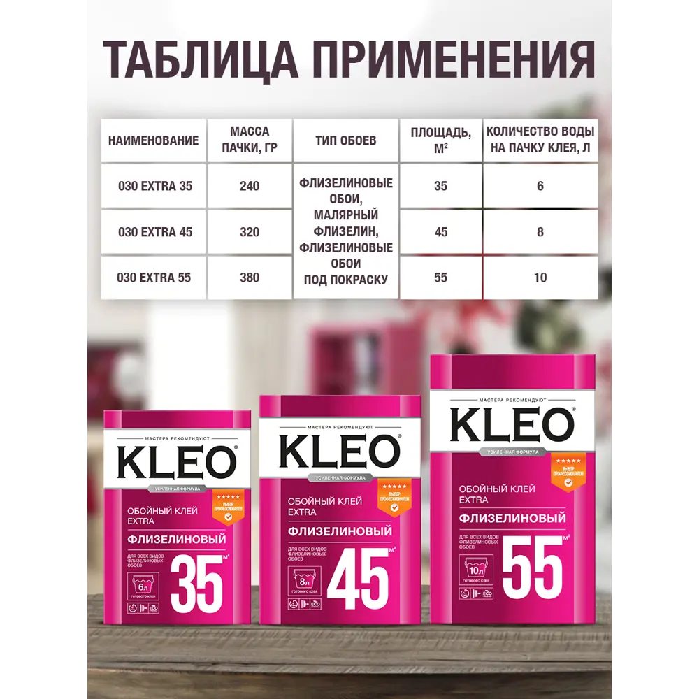 Фото 6 Клей для флизелиновых обоев Kleo 030 EXTRA 55 wb 55 м² Фото 6 Клей для флизелиновых обоев Kleo 030 EXTRA 55 wb 55 м²